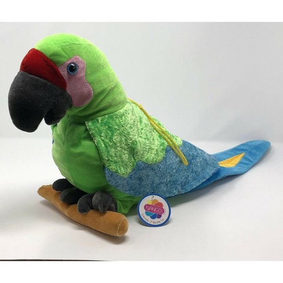 Vtg NANCO Macaw Parrot Plush Bright Green Colorful Hangable Perch Collectib 2006 - Picture 1 of 7